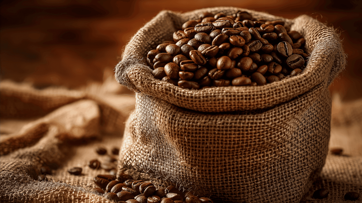 Burlap sack full of beans