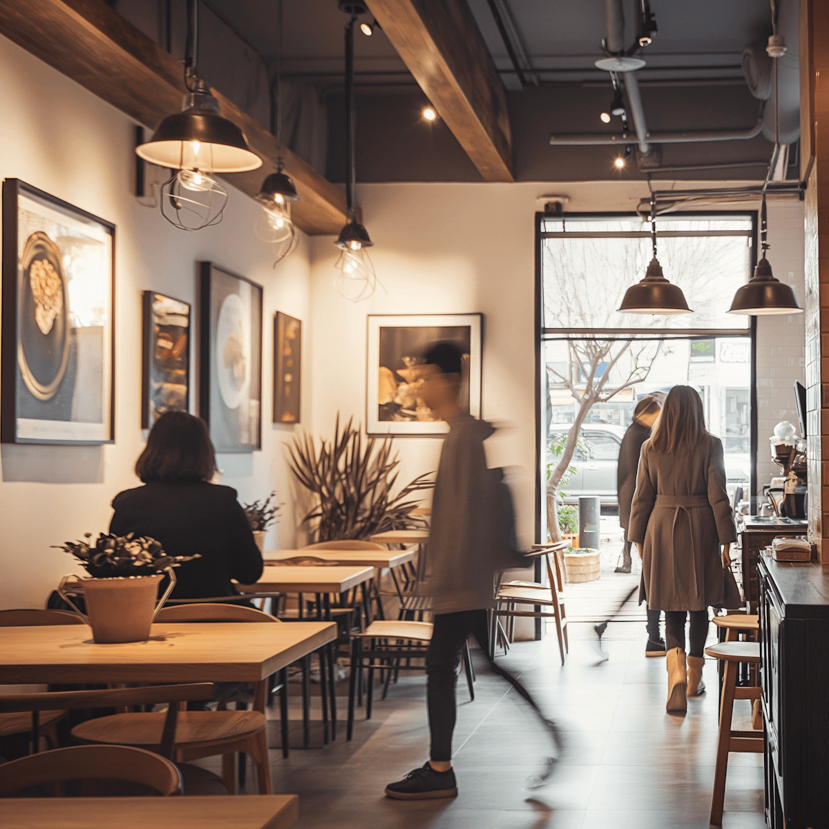 Modern industrial cafe interior design