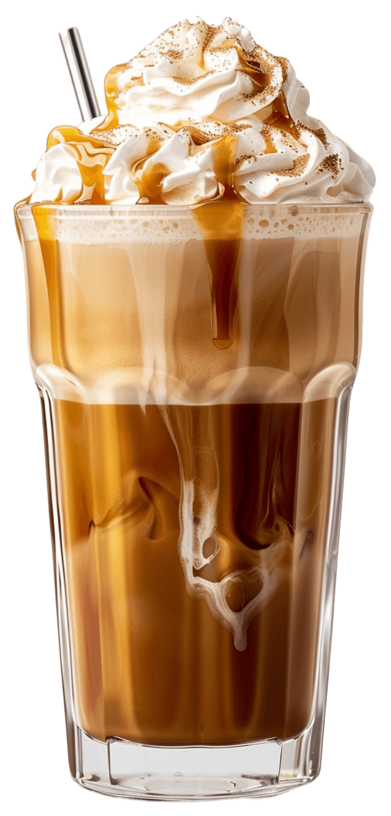 Iced caramel coffee with cream