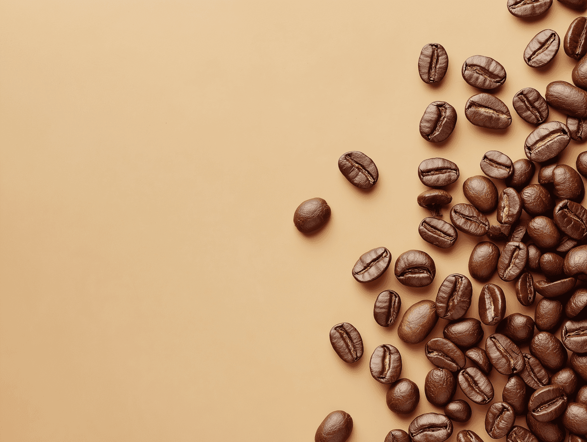 Roasted coffee beans on beige
