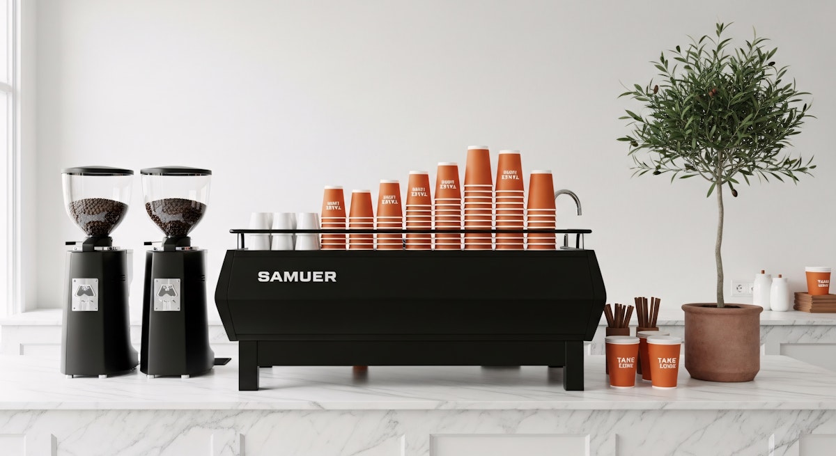 Modern espresso machine and grinders