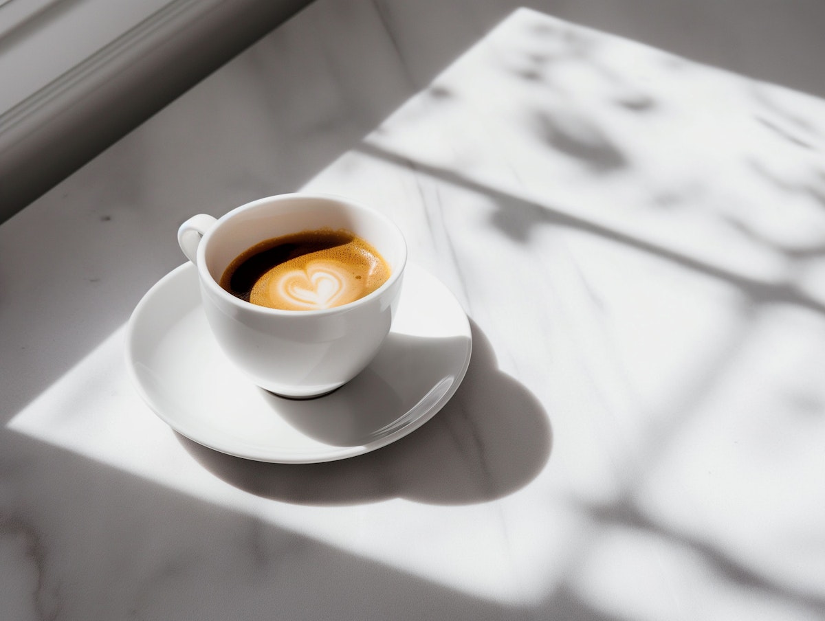 Latte art on marble table