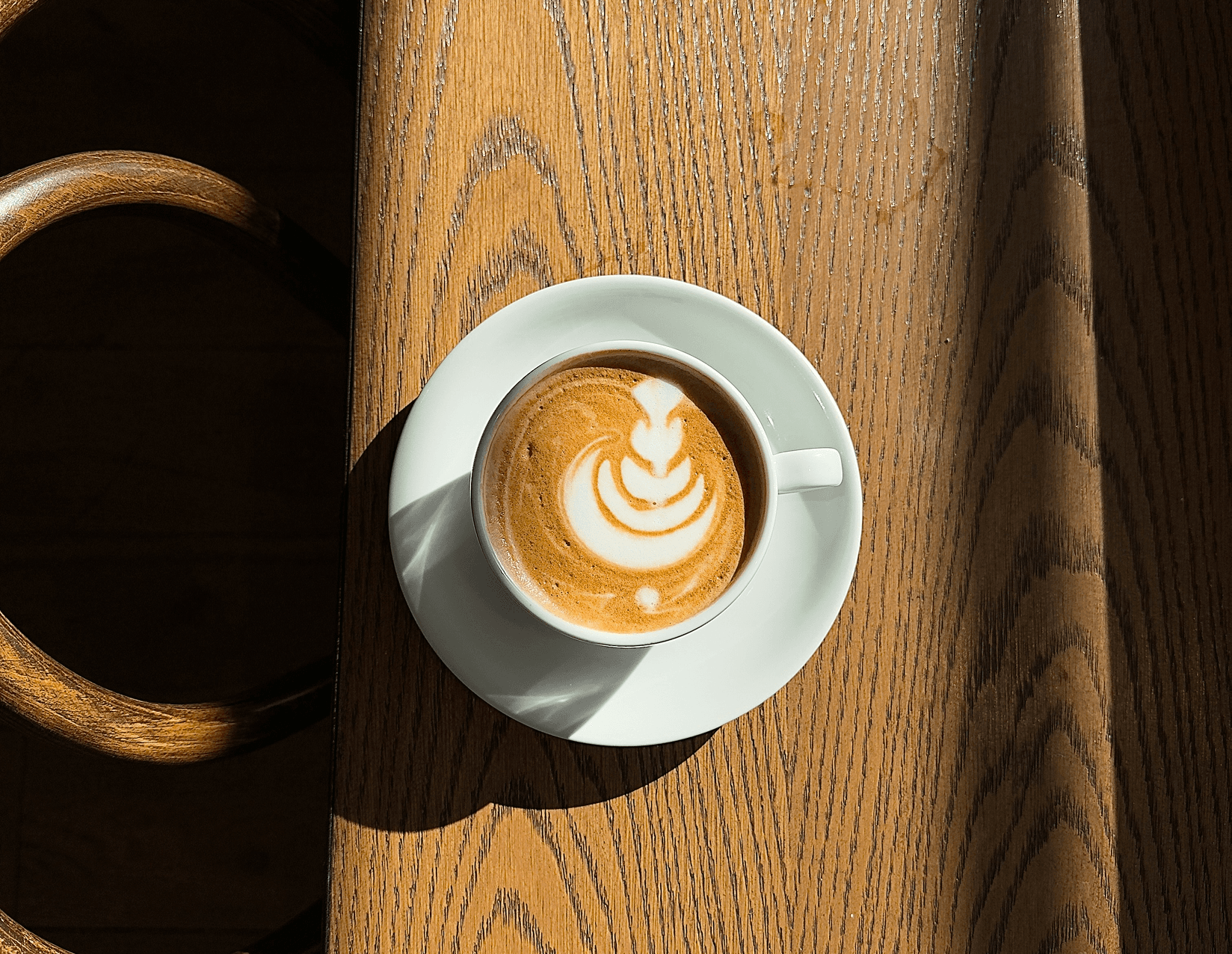 Coffee cup on wooden table